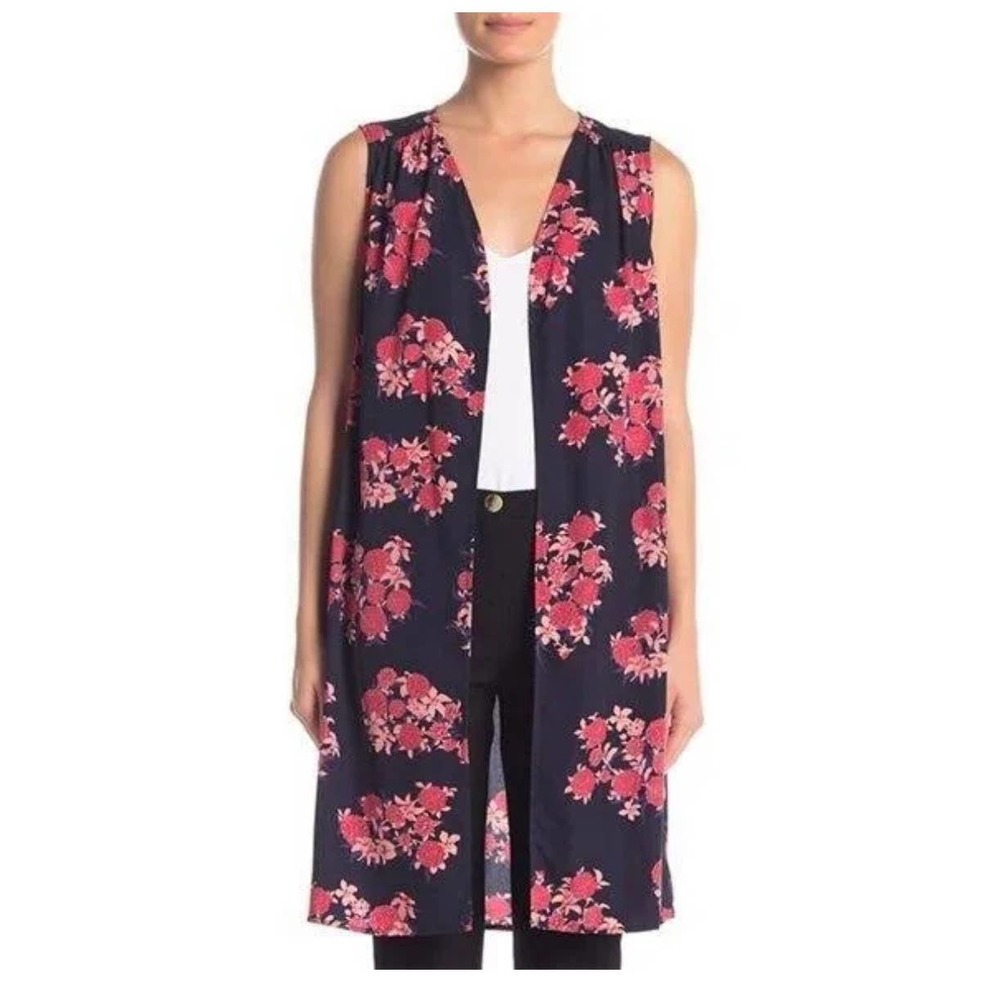 PLEIONE Sleeveless Kimono Floral